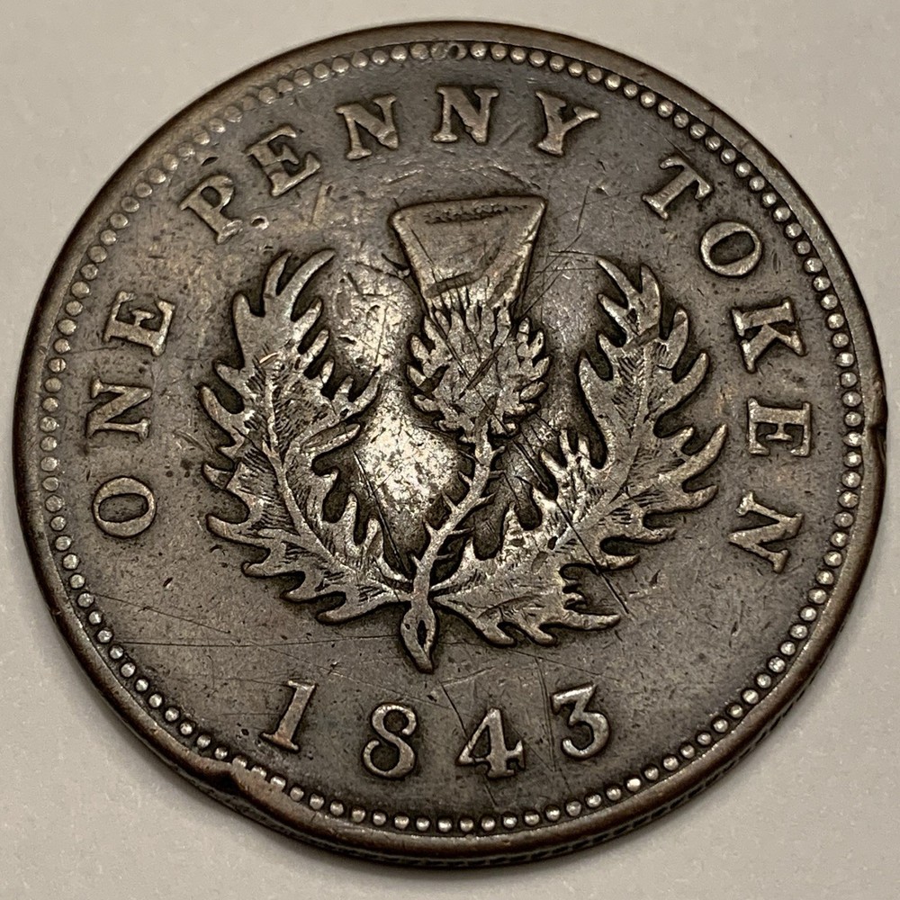 1843 Nova Scotia One Penny Token
