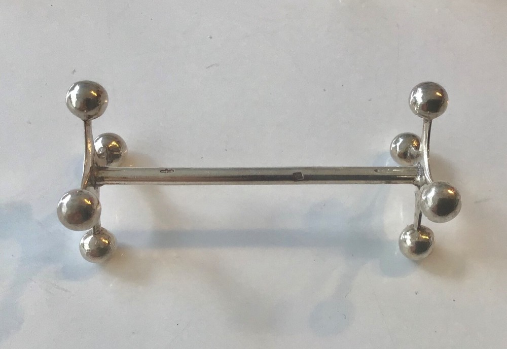 Antique Rare Dutch silver knife rest 12/PS “ Boules” Pattern
