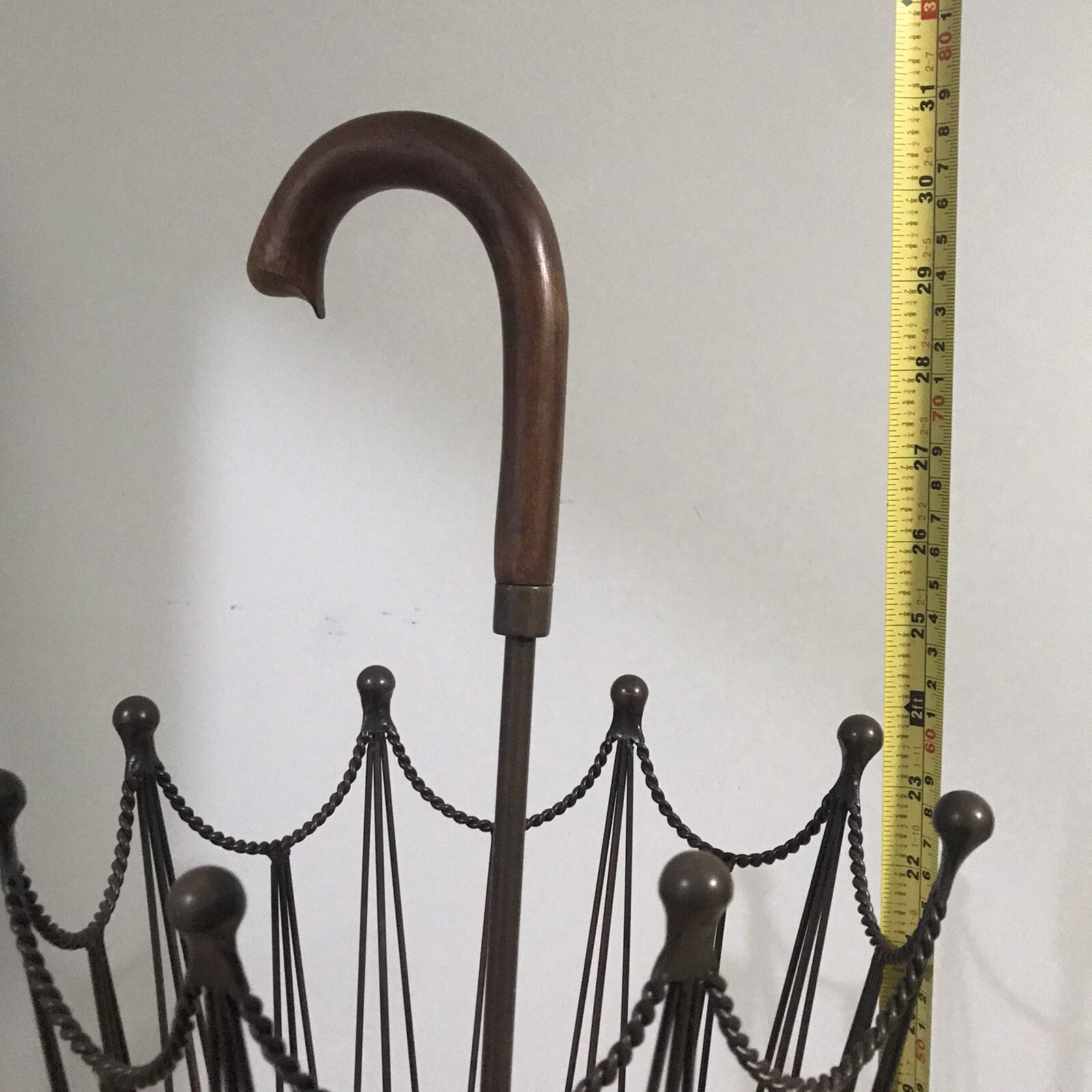 Umbrella Stand Umbrella Shaped Holder Metal wire wood handle 31” Pier 1