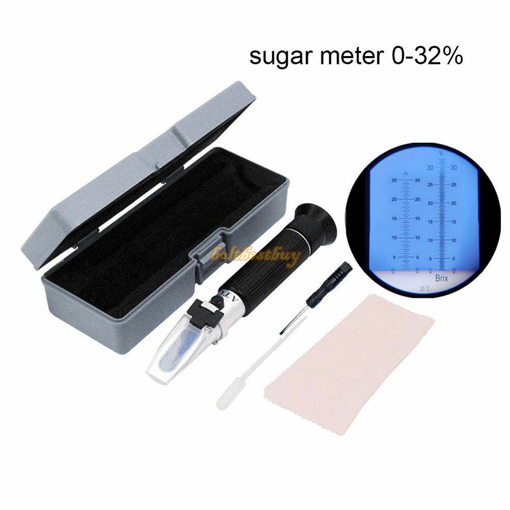 0~32% Wine Brix Specific Refractometer Gravity ATC Sugar Test Kit Tool