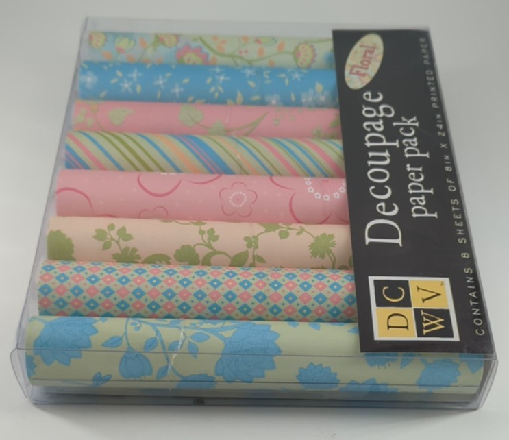 DCWV Decoupage Paper Pack Floral 8 Sheets 8" x 24" Each Printed Paper Craft New