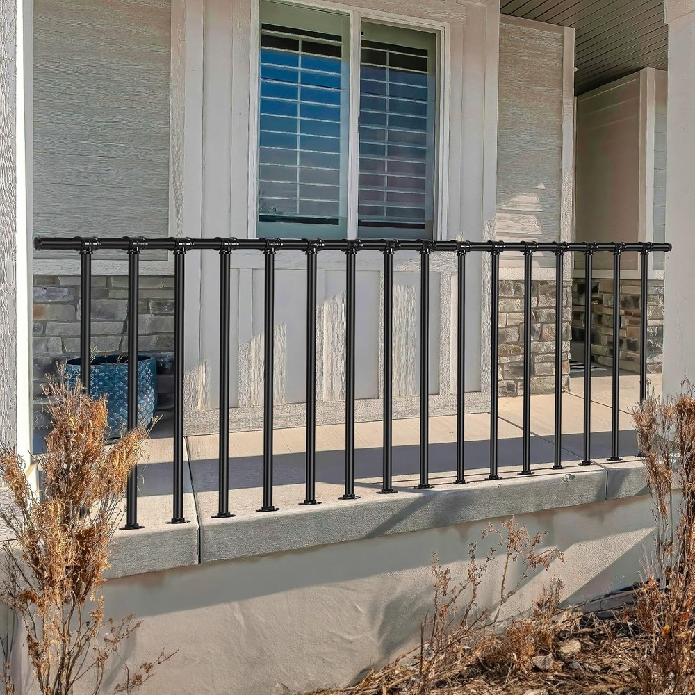 Metal Deck Railing Flat Porch Railing Kit Horizontal Railing Post for Balcony