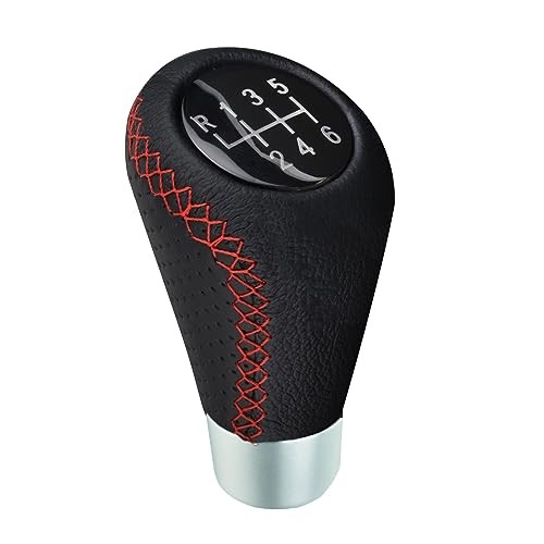 6 Speed Shift Knob Leather Stick Shifting Lever Handle Gear Shifter Knobs Red