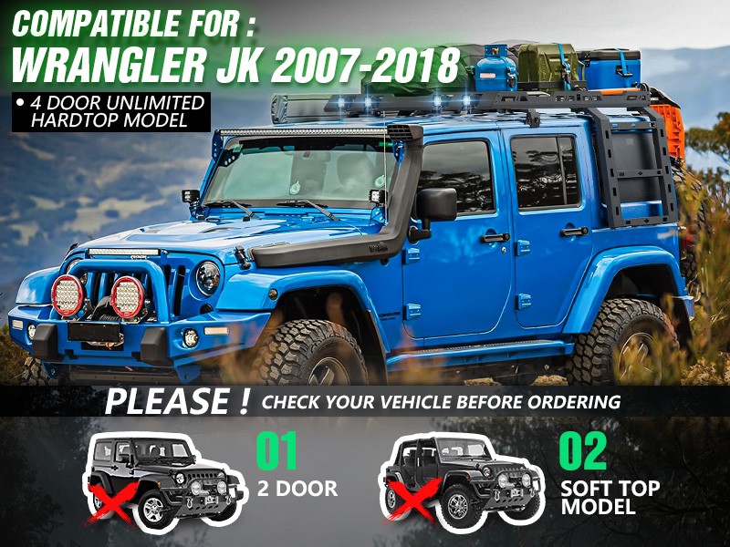 Roof Rack with Ladder For 2007-2018 Jeep Wrangler JK Unlimited 4 Doors Hardtop