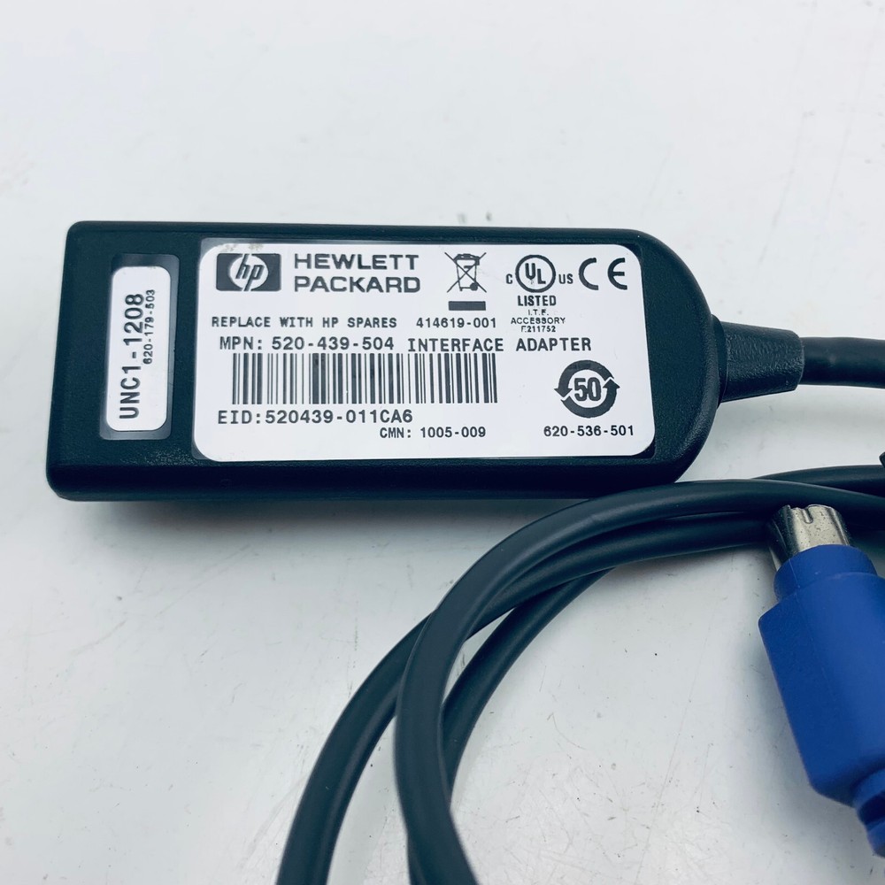 HP 520-439-504 PS2 USB RJ45 KVM INTERFACE ADAPTER Cables