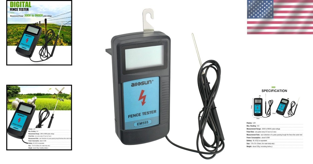 Multi-Functional Electric Fence Meter - Battery Powered Voltage Checker with Bag