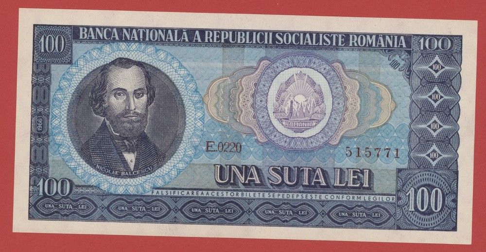 ROMANIA  100  LEI  1966  PICK # 97a  UNC.