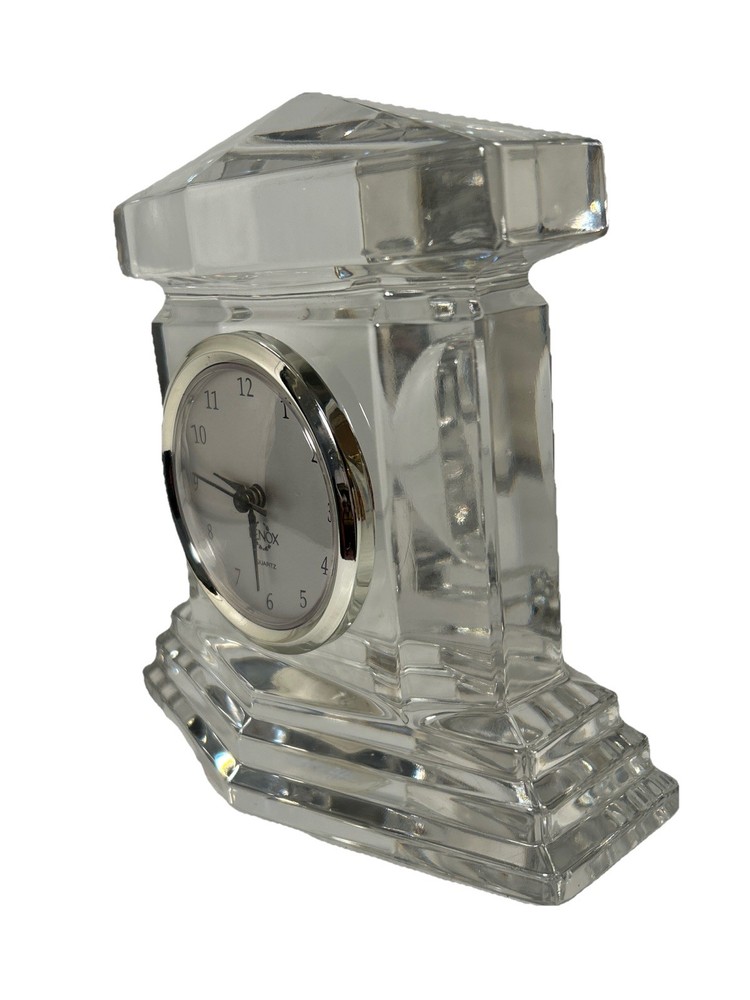 Desk Clock Lenox Glass Executive Solid Heavy Office Decor