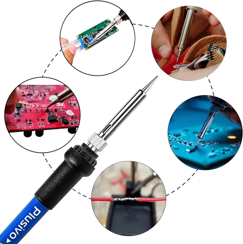 60W Soldering Iron Kit – Adjustable Temp, 5-in-1 DIY Electronics Set