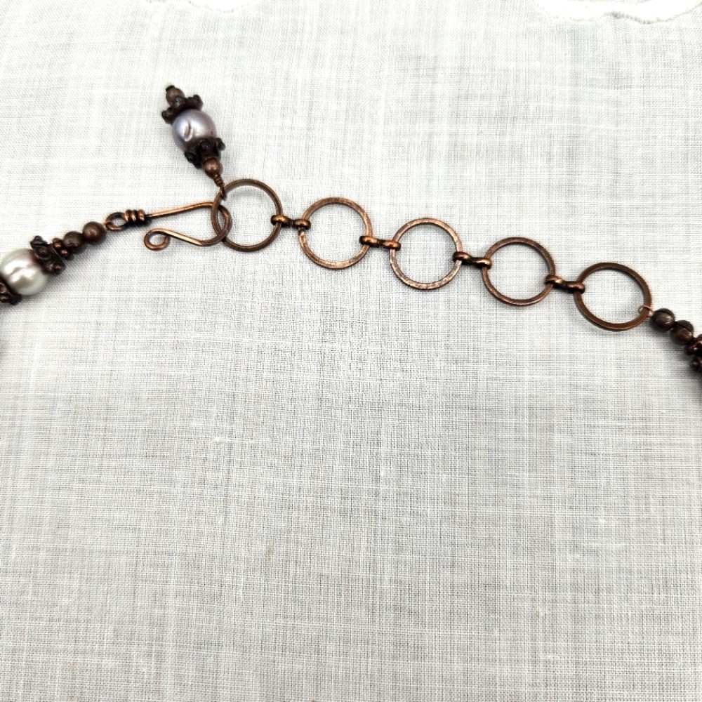 Multicolor Real Pearls and Copper Necklace