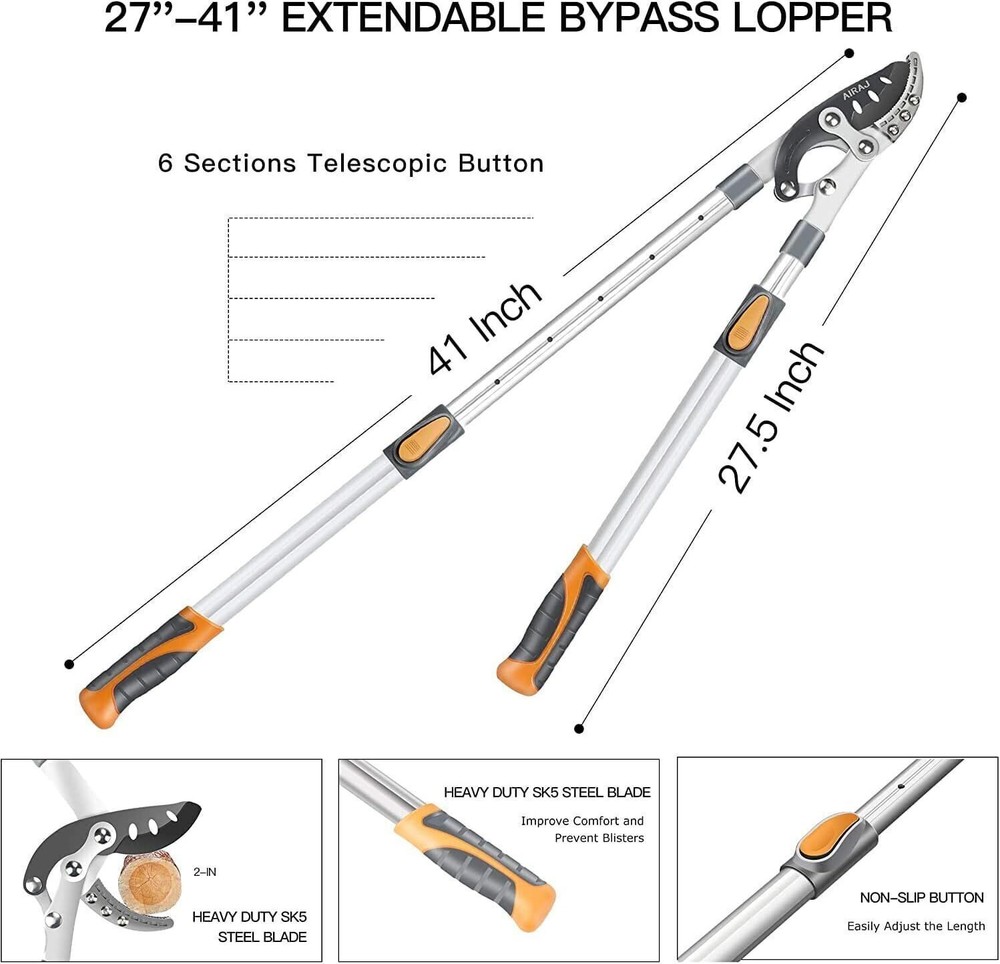 Durable Extendable Anvil Loppers Heavy Duty w/Compound Action Tree Trimmer US