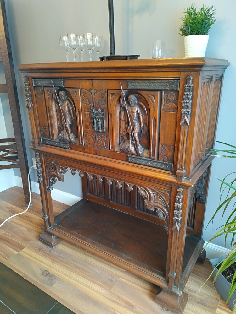 Antique Belgian Gothic Revival Sideboard Oak