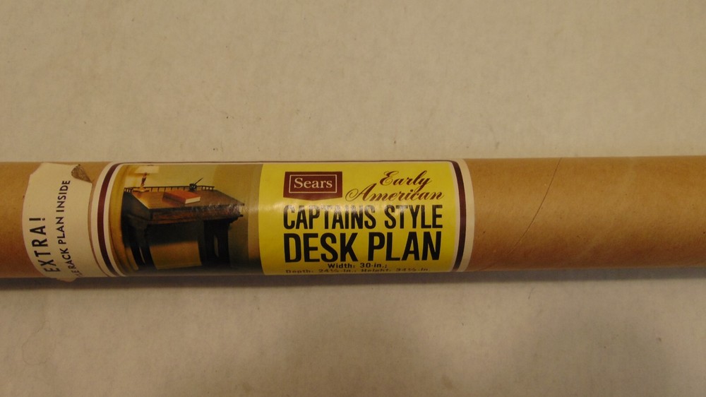 SEARS CAPTAINS STYLE DESK PLAN W/EXTRA BOTTLE RACK PLn