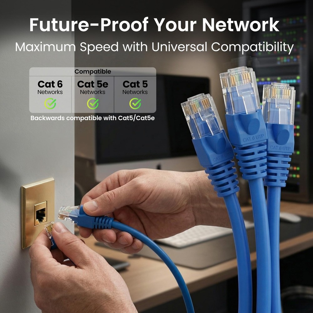 Cat 6 Ethernet Patch Cable 10 ft Blue (10 Pack) - Cat6 Patch Cables 10ft Blue...