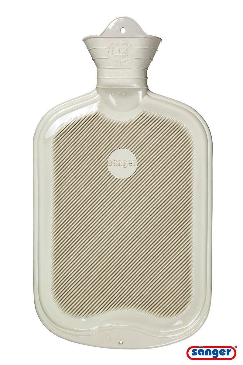 Sanger 2.0 liter hot water bottle with grey fleece cover-made in Germany