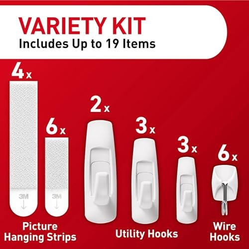 General Purpose Variety Kit, Various Sized Hooks, Wire Hooks, and Picture
