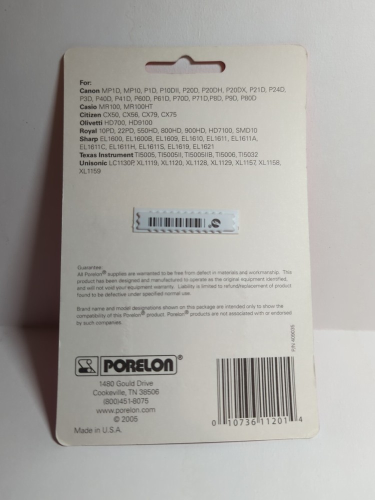 Porelon 11201 PR12 Compatible Calculator Ink Roll