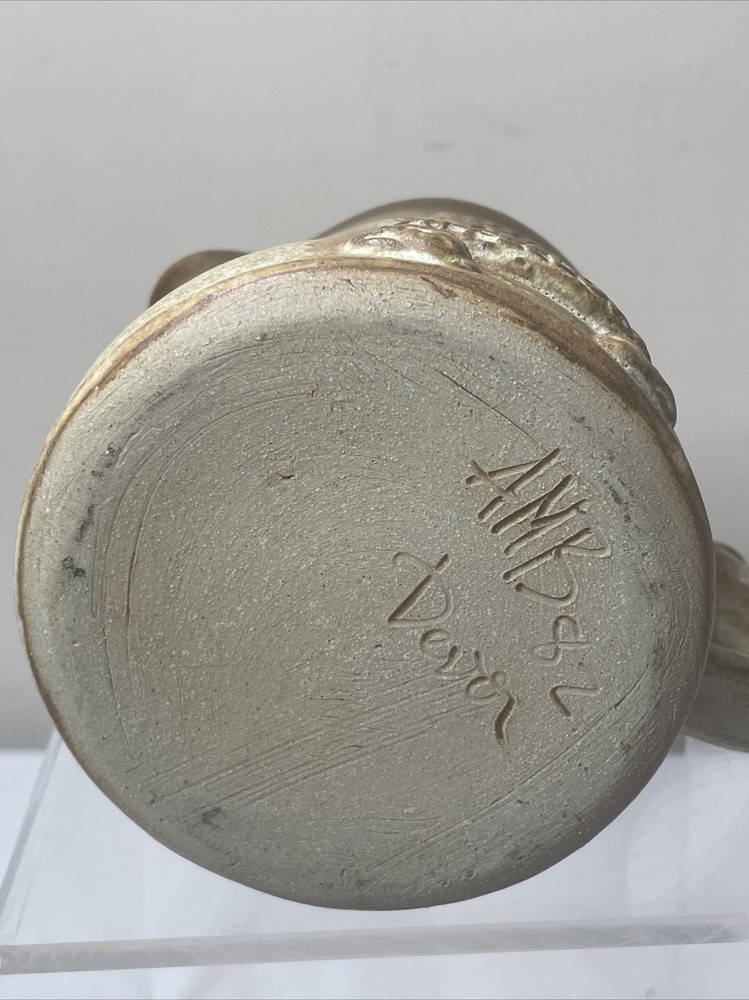 Signed Brown Tan Cream Pitcher Appledore Logo Dated 1982