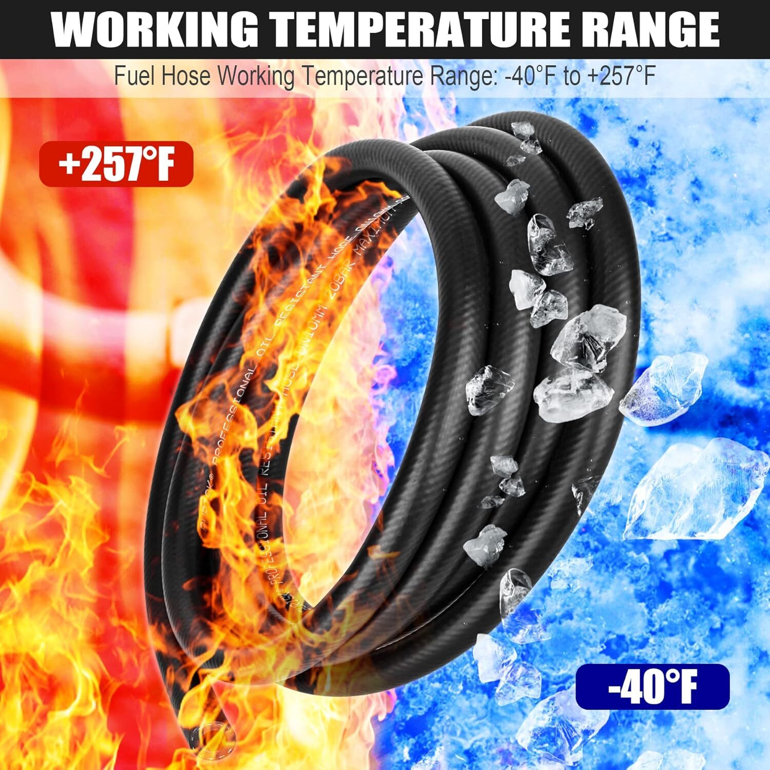 SPELAB 25FT Fuel Hose Line 3/8" ID Push Lock NBR Rubber SAE 30R7 300PSI