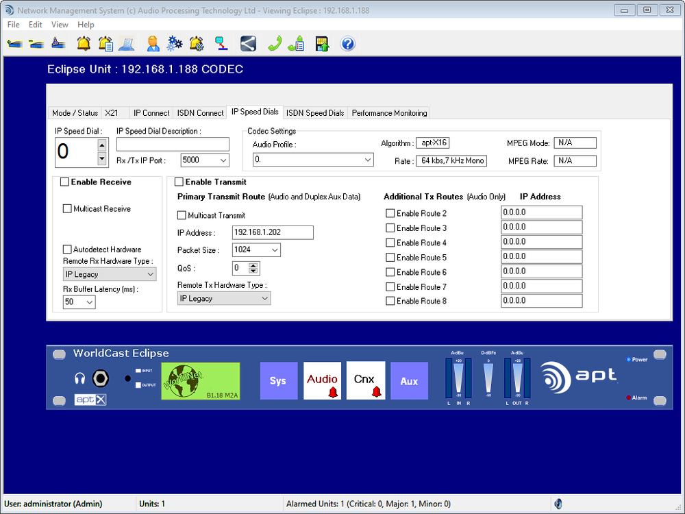 Worldcast Eclipse APT-X Broadcast AES Digital Audio STL Stereo Codec AoIP ISDN