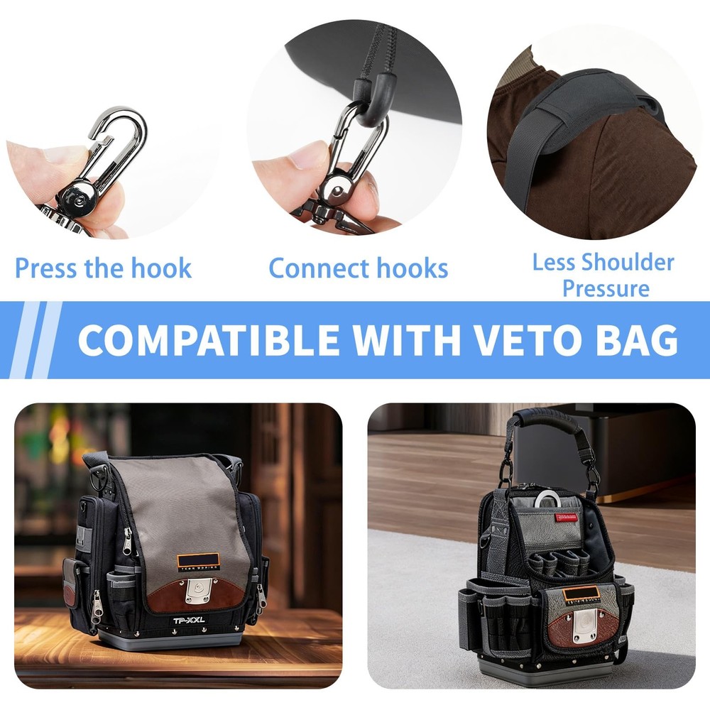 63" Padded Adjustable Shoulder Strap with Veto Pac, Durable Bag Strap with He...