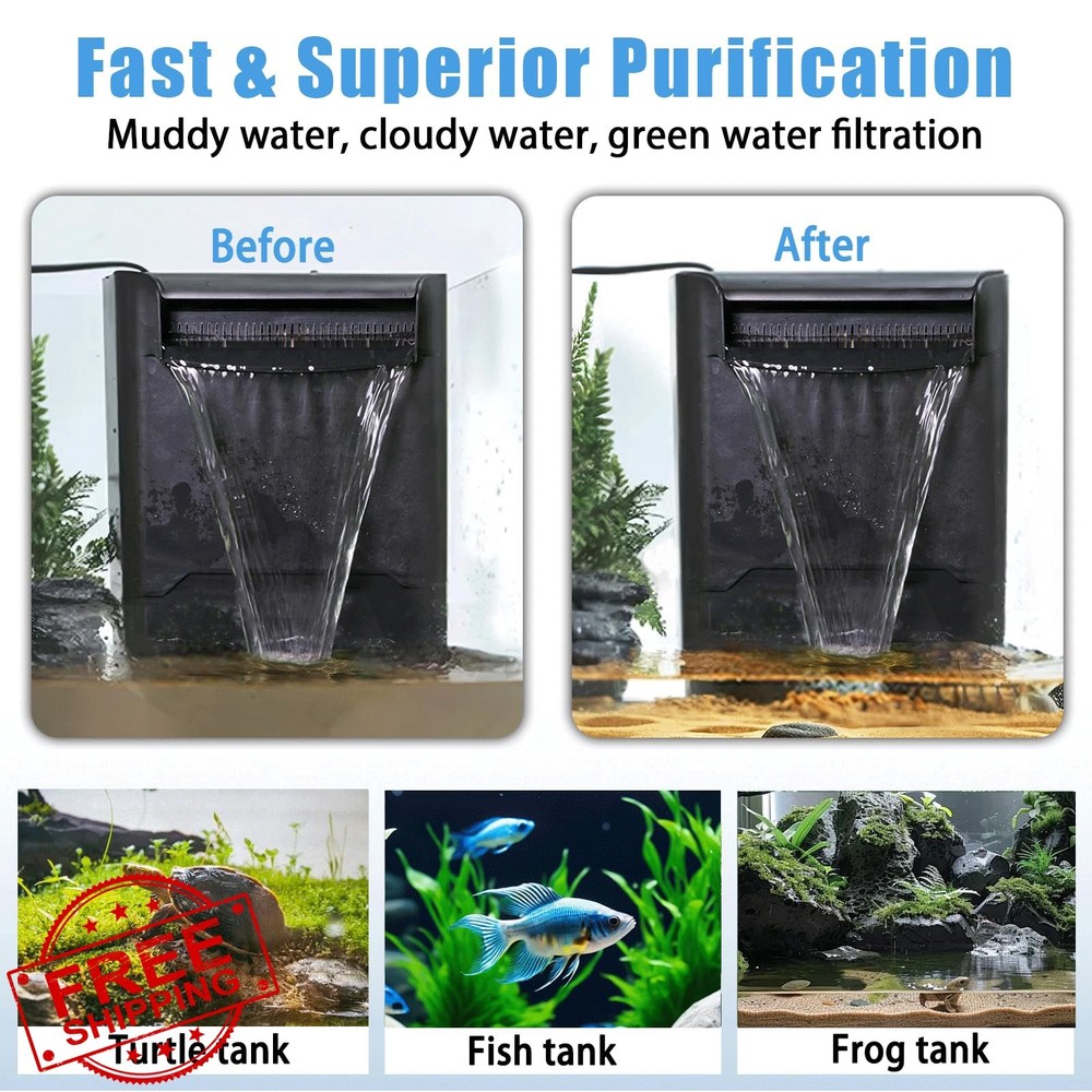 Turtle Tank Filter 290GPH Low Water Adjustable for 20-85 Gal