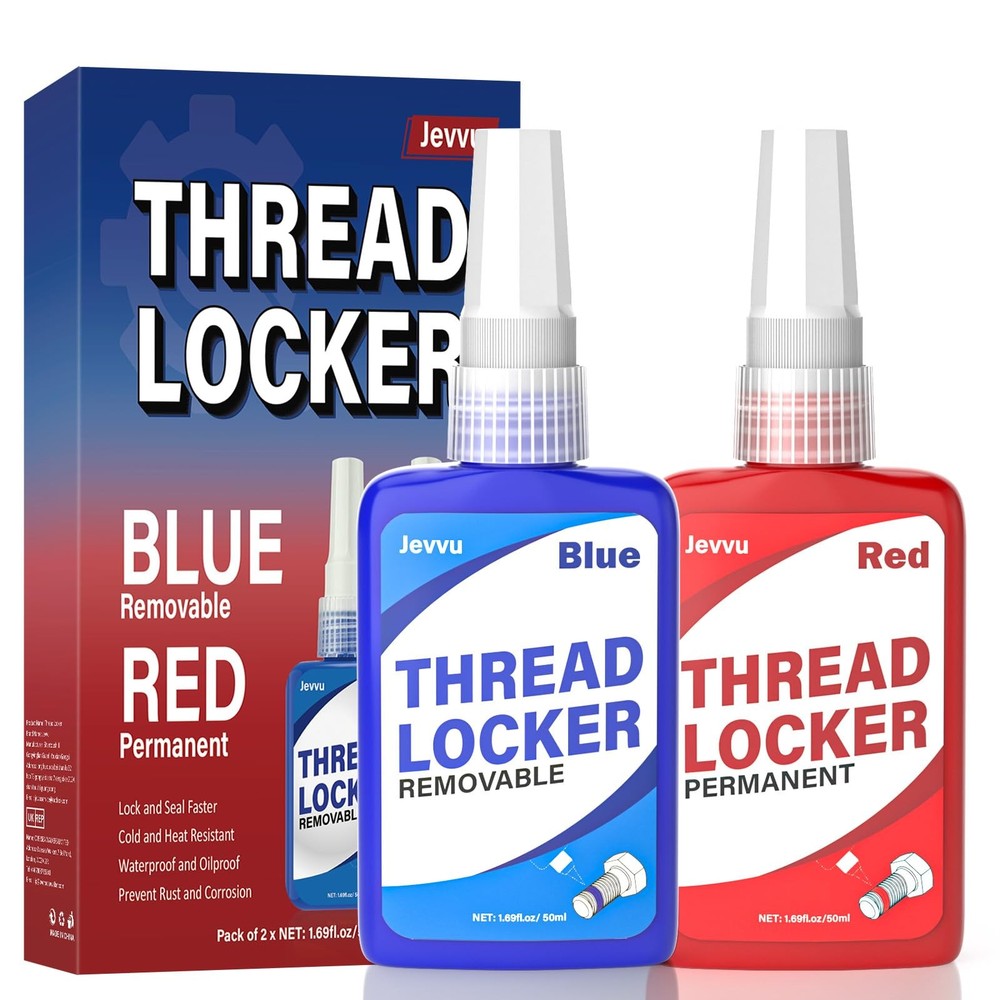 Jevvu Thread Lock Blue and Red, 50mlx2 Locker Medium Red
