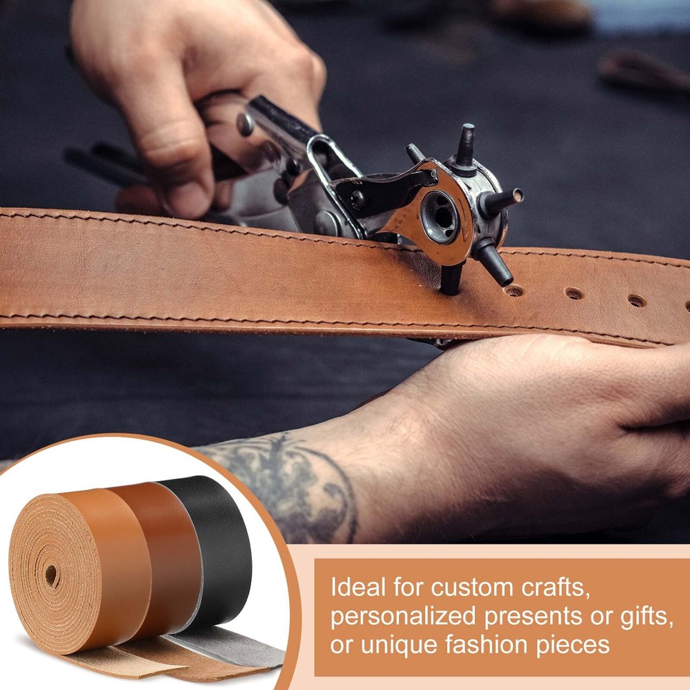 3 Rolls Leather Strap Leather Belt Strips Flat Leather Straps Single Sided Fa...