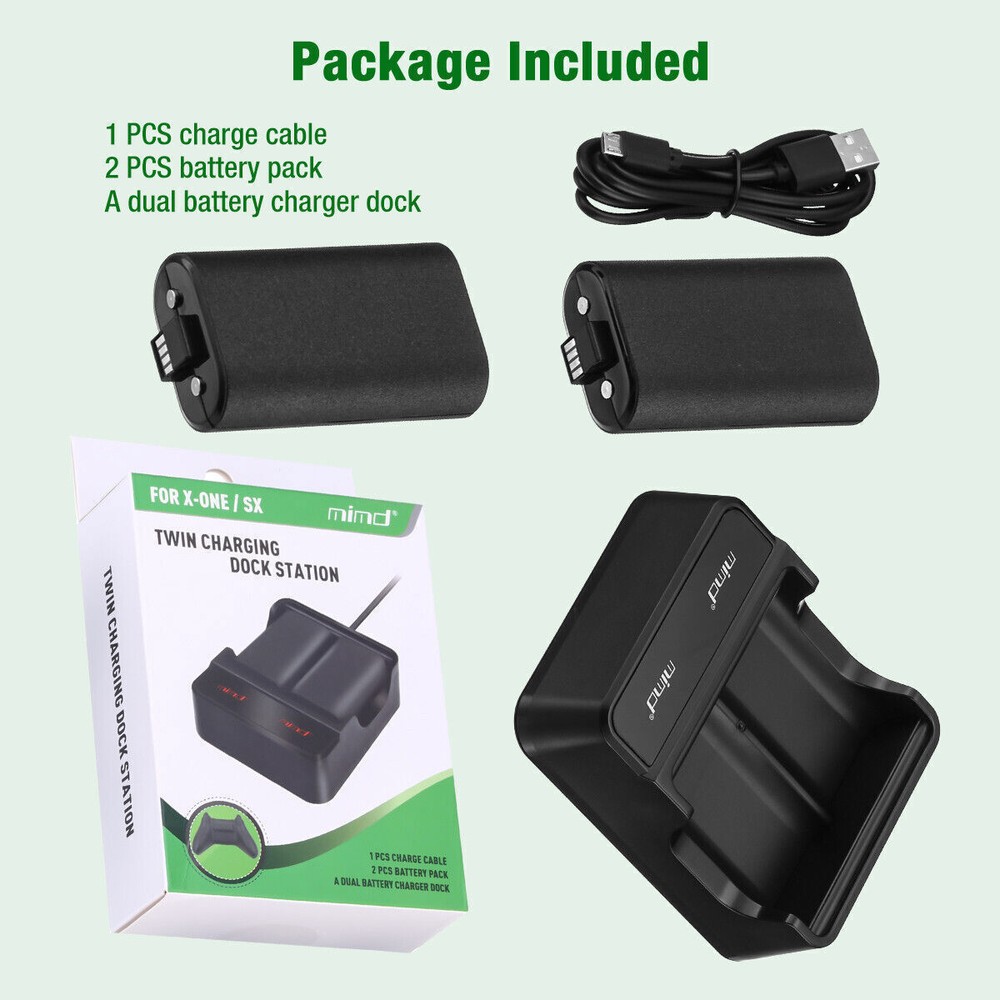 2Pcs Xbox Series X/S Xbox One Rechargeable Controller Battery Pack For Microsoft
