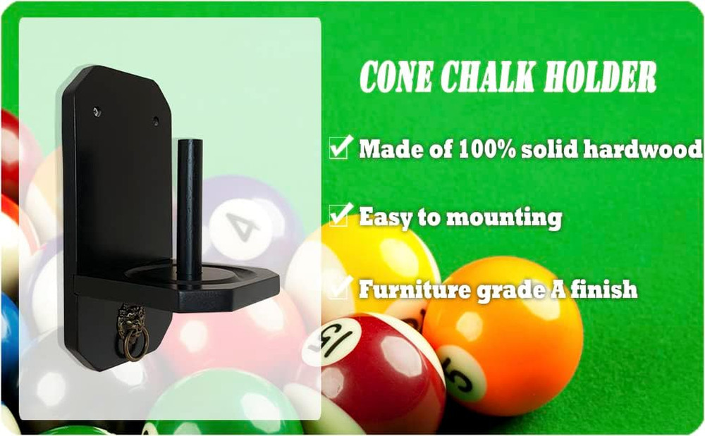 Wall Mounted Cone Chalk Holder, Pool Table Accessory, Solid Wood Hand Chalk Hold