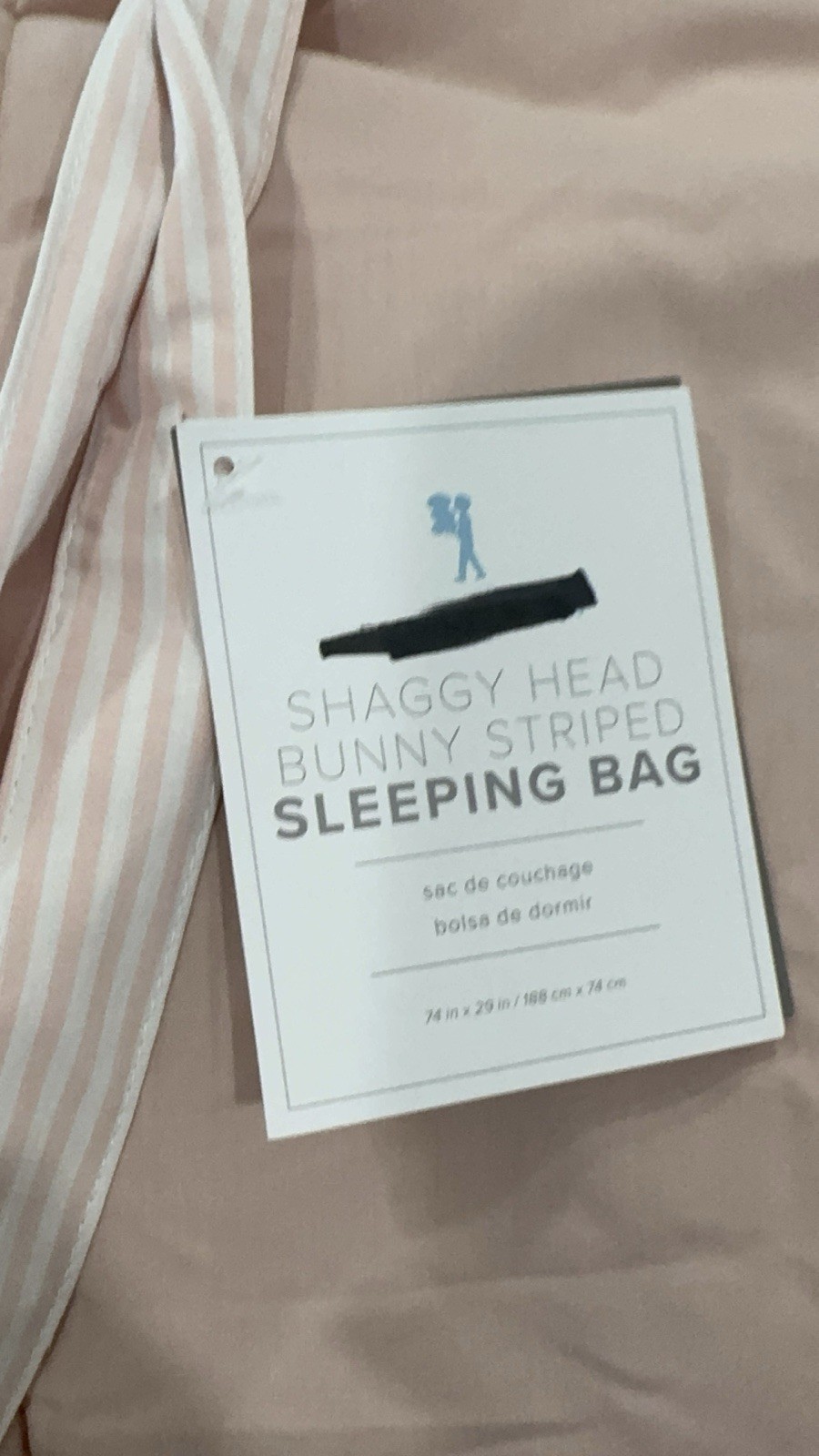 Pottery Barn Kids Striped Shaggy Head Critter Sleeping Bag Bunny Pink Mono JETT