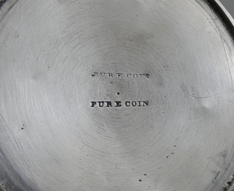 ANTIQUE AMERICAN COIN SILVER MUG CUP HAND CHASED REPOUSSE ARCHITECTURAL sterling