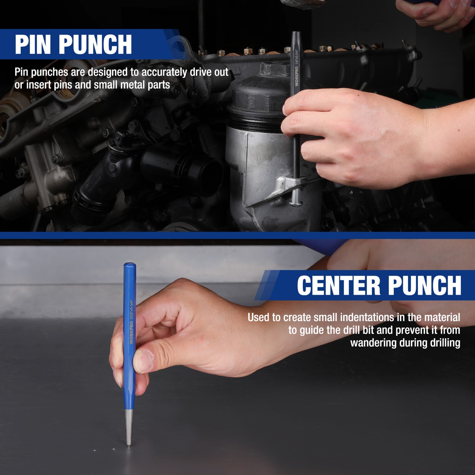 WORKPRO 30-Piece Heavy Duty Punch and Chisel Set with Pouch