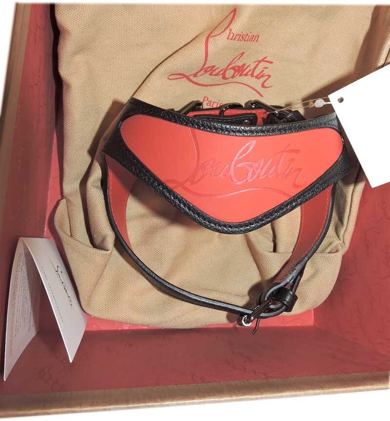 Christian Louboutin Loubiharness Small Leather Dog Harness Collar Black Red