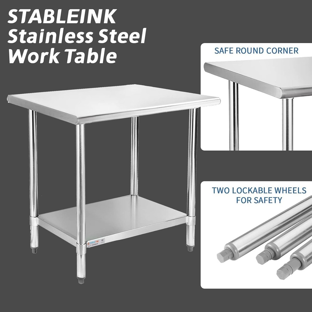 Stainless Steel Prep Table with Undershelf Commercial