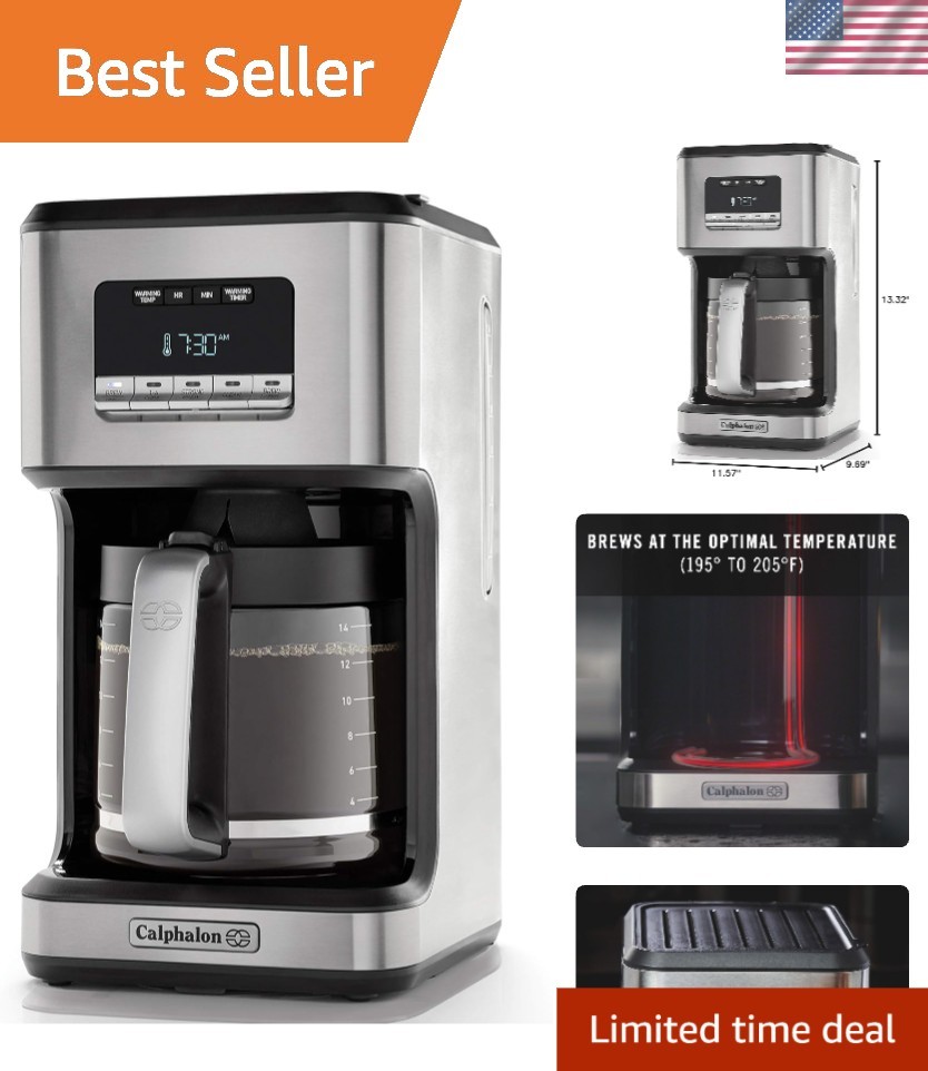 High-Performance 14-Cup Coffee Maker - Programmable & Warming Plate Options