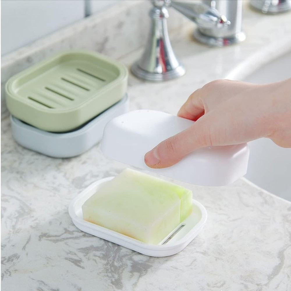 4 Pack Plastic Soap Dish Soap Container Double Layer Draining Soap Holder