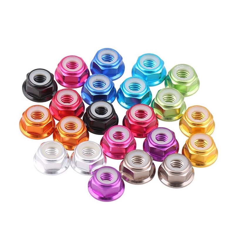 10pcs M2 M3 M4 M5 M6 M8 Nylon Insert Self-Lock Aluminum Nuts Hex Lock Nut