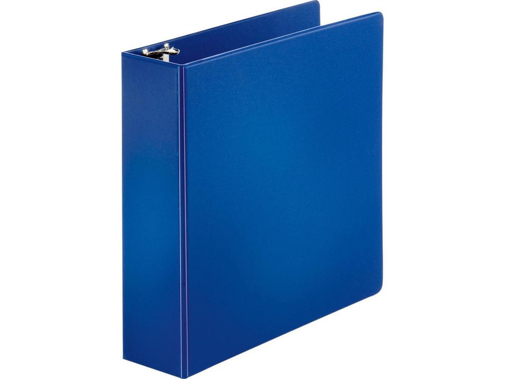 Business Source Round Ring Binder w/ Pockets 3" Dark Blue 28661