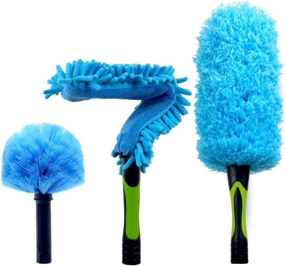 Duster 3-Pack | Hand-Packaged Cobweb Duster, Microfiber Feather Duster, Flexi...