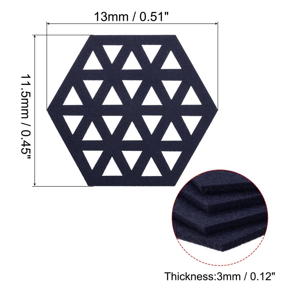 Felt Coasters 4pcs Hexagonal Pads Coasters Dark Blue