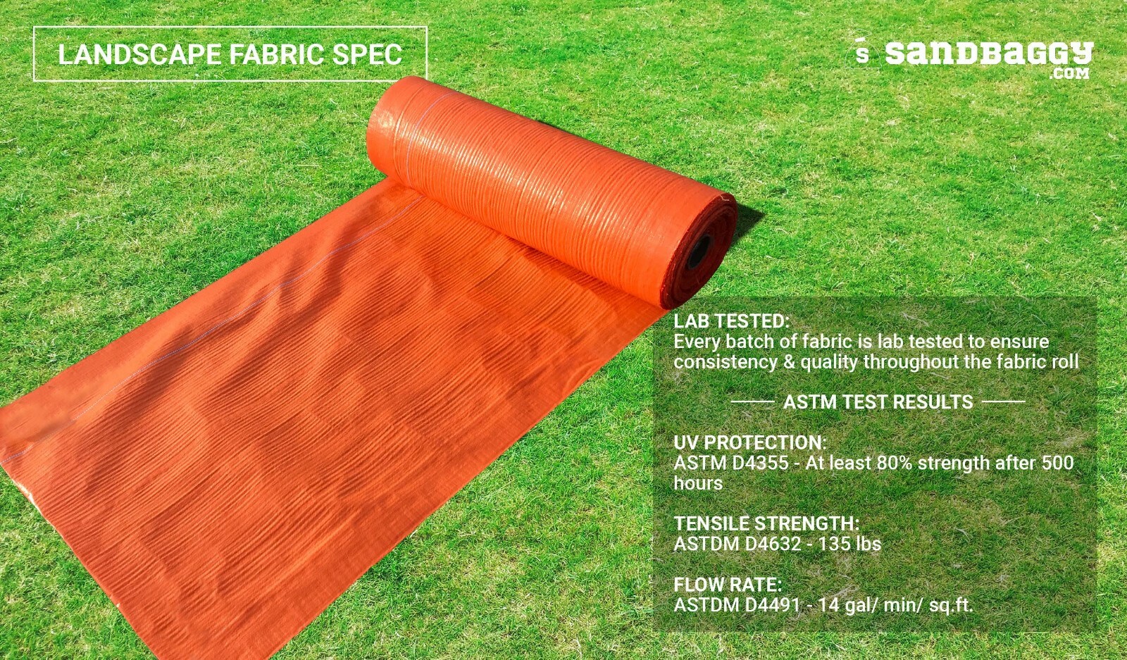 40 Year - Landscape Fabric - Orange Ground Cover Weed Barrier Control