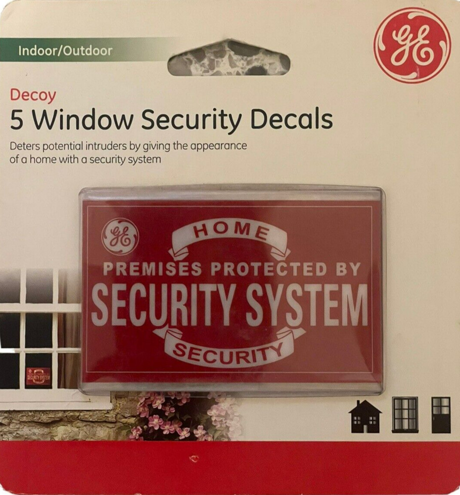 5 Pack GE Window Home Security System Decoy Decals - Deters Potential Intruders