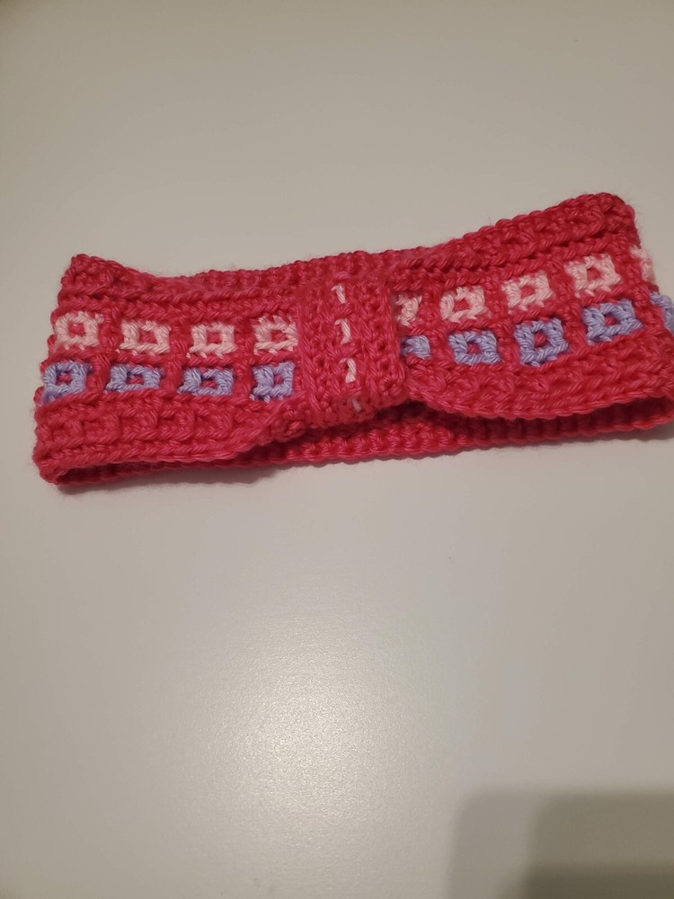 Handmade Crochet Mosaic Squares Ear Warmer