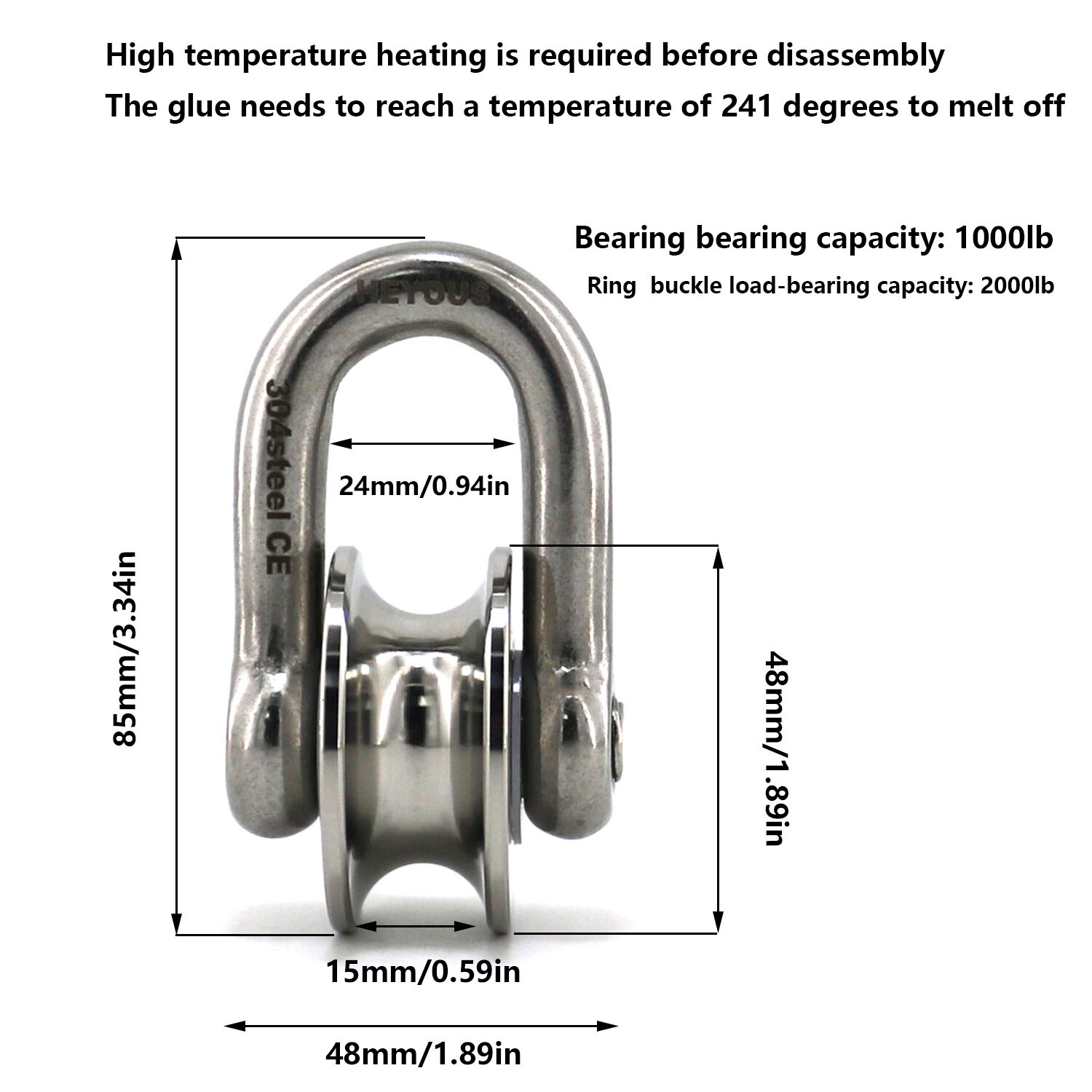 Stainless Steel Pulley Wheel Cable Rope Pulley Block, New