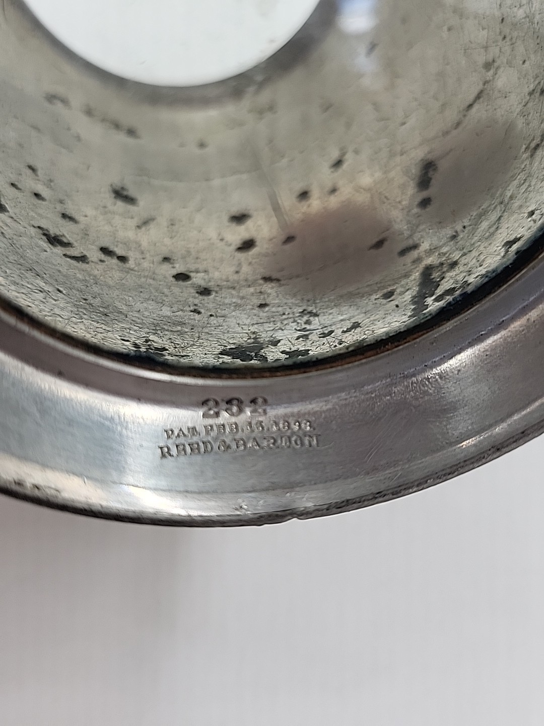 2~Vintage Reed & Barton Pewter Tankard Mugs #124,#232 Glass Bottoms Engraved