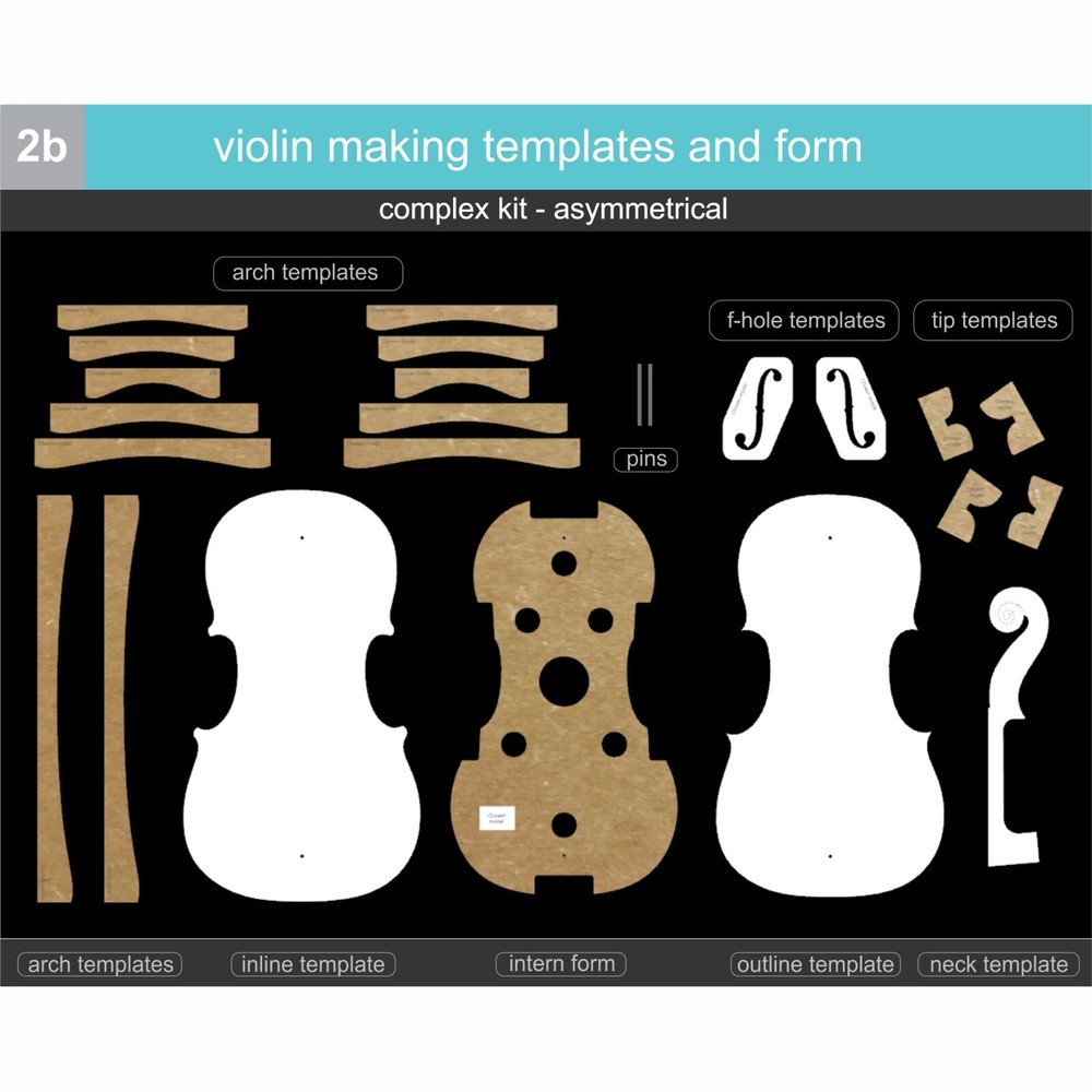 2b) Violin making templates - complex kit- Guarneri, Stradivari and more