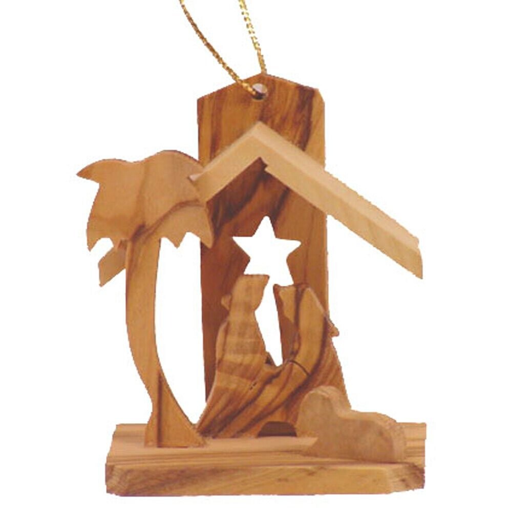 Olive Wood Nativity Ornament