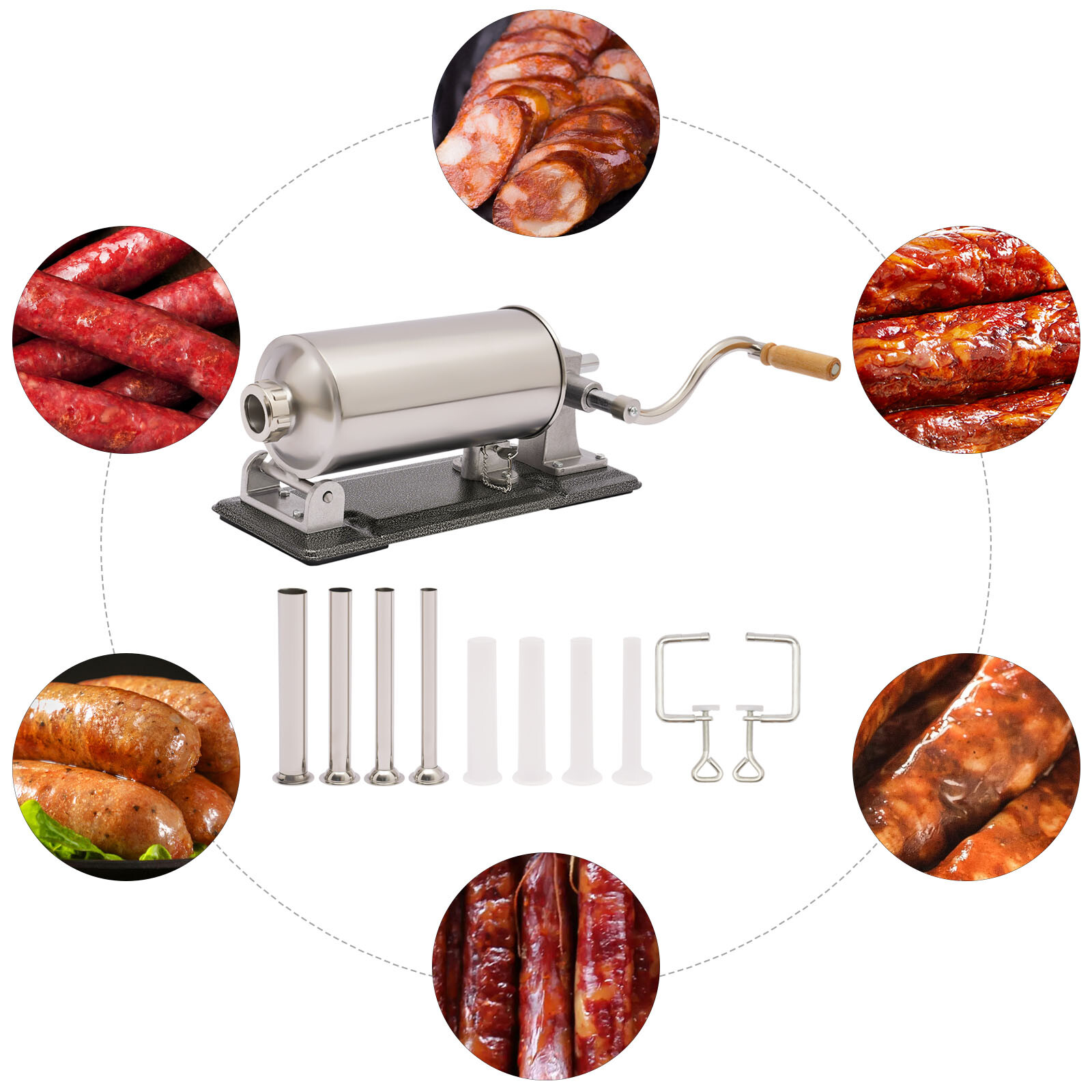4L Meat Sausage Stuffer Maker Commercial Home Filler Horizontal