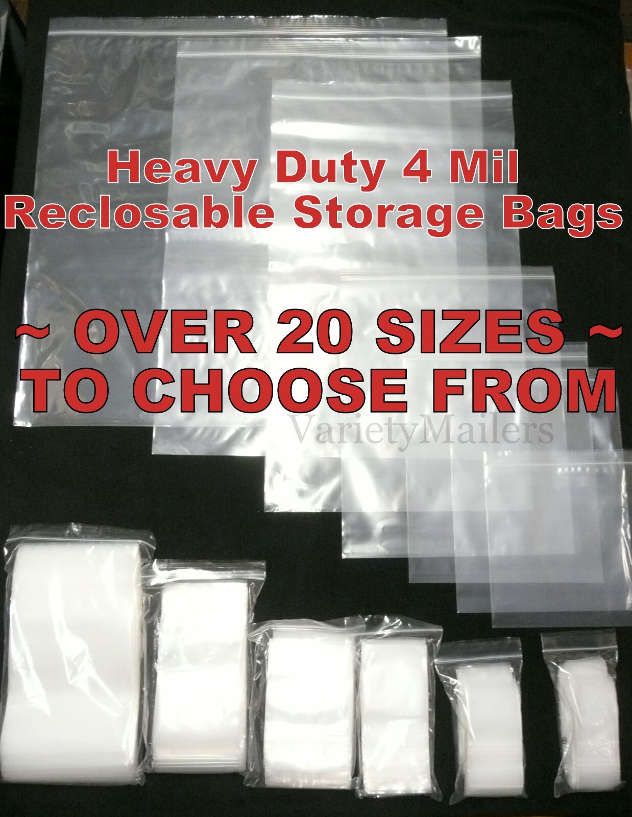 SMALL to EXTRA LARGE Clear Reclosable 4 MIL HEAVY DUTY Resealable Storage Bags